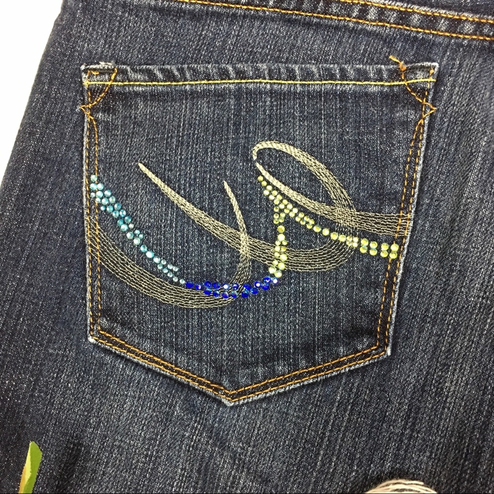 EXPRESS Stella Boot Cut Raw Hem Crop Jeans Sz 6 - Picture 8 of 8